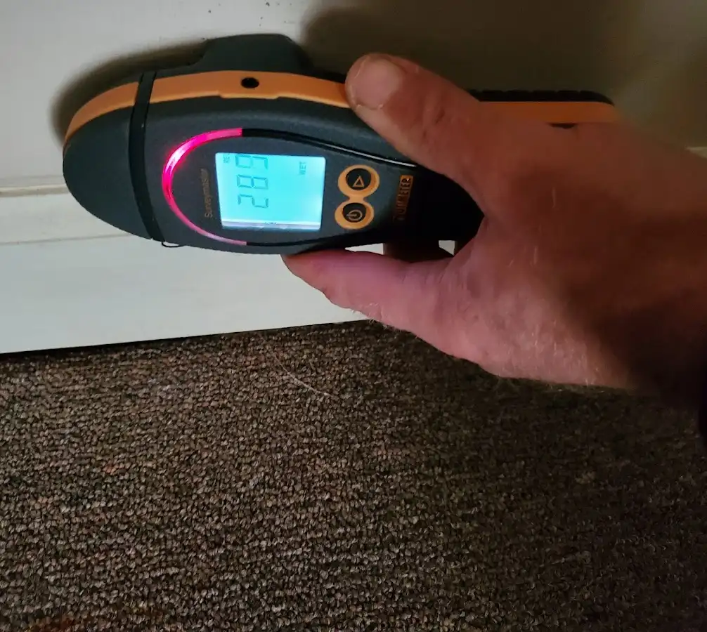 Moisture detection at baseboard during Sewage Cleanup & Sanitation in Polk